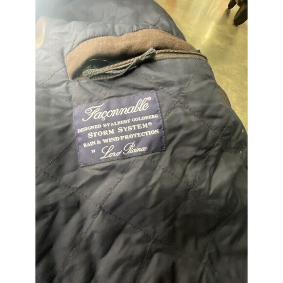 Faconnable Bomber Jacket Mens L Brown Wool Loro Piana Storm System Full Zip - Picture 5 of 8